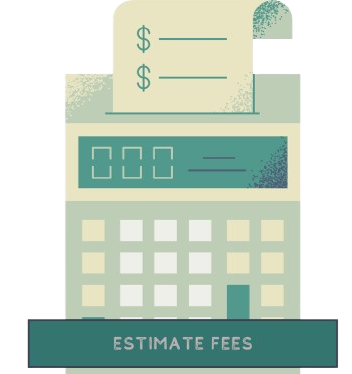 calculator with estimate fees on bottom