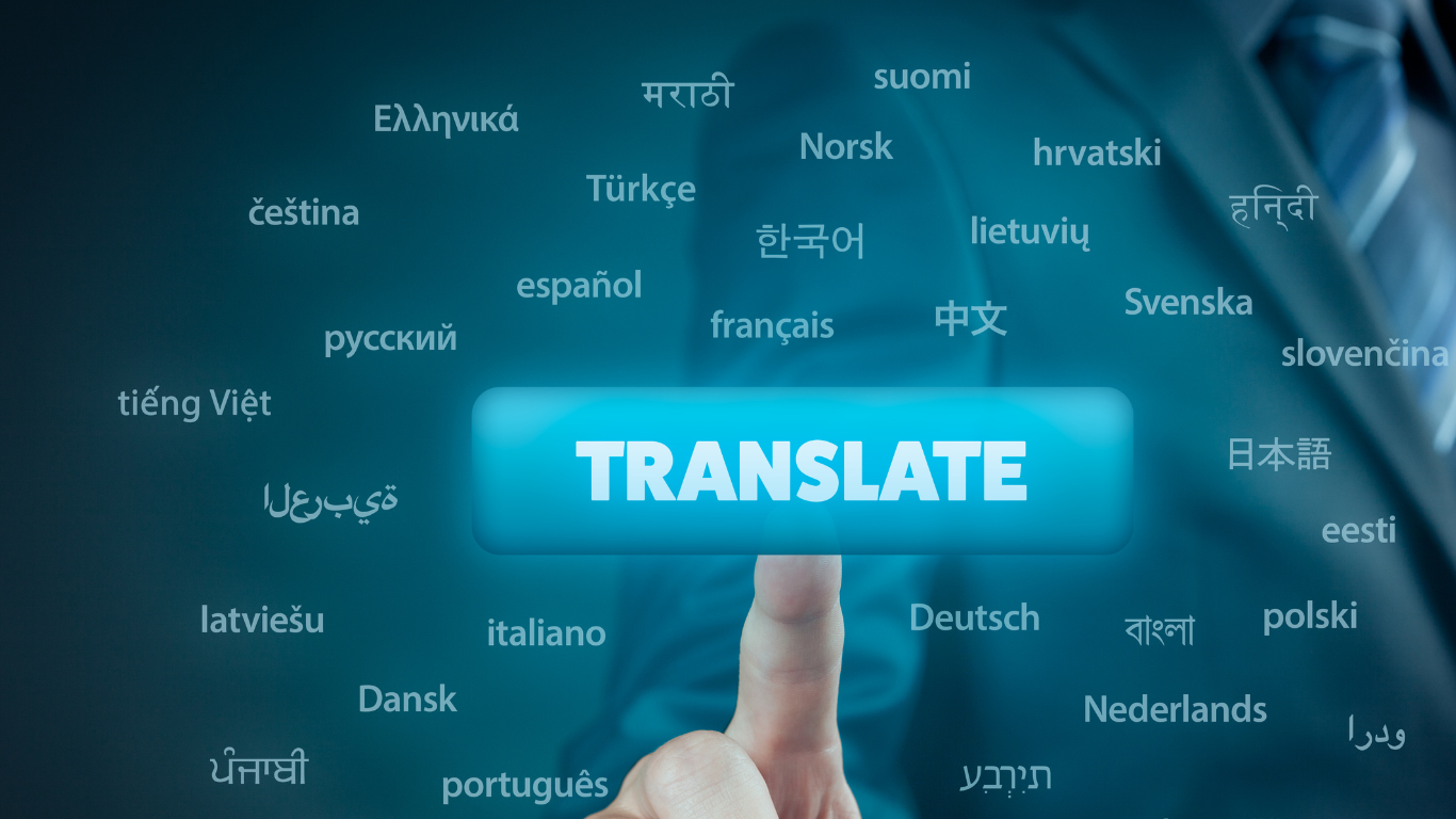 Different languages surrounding "Translate" button.